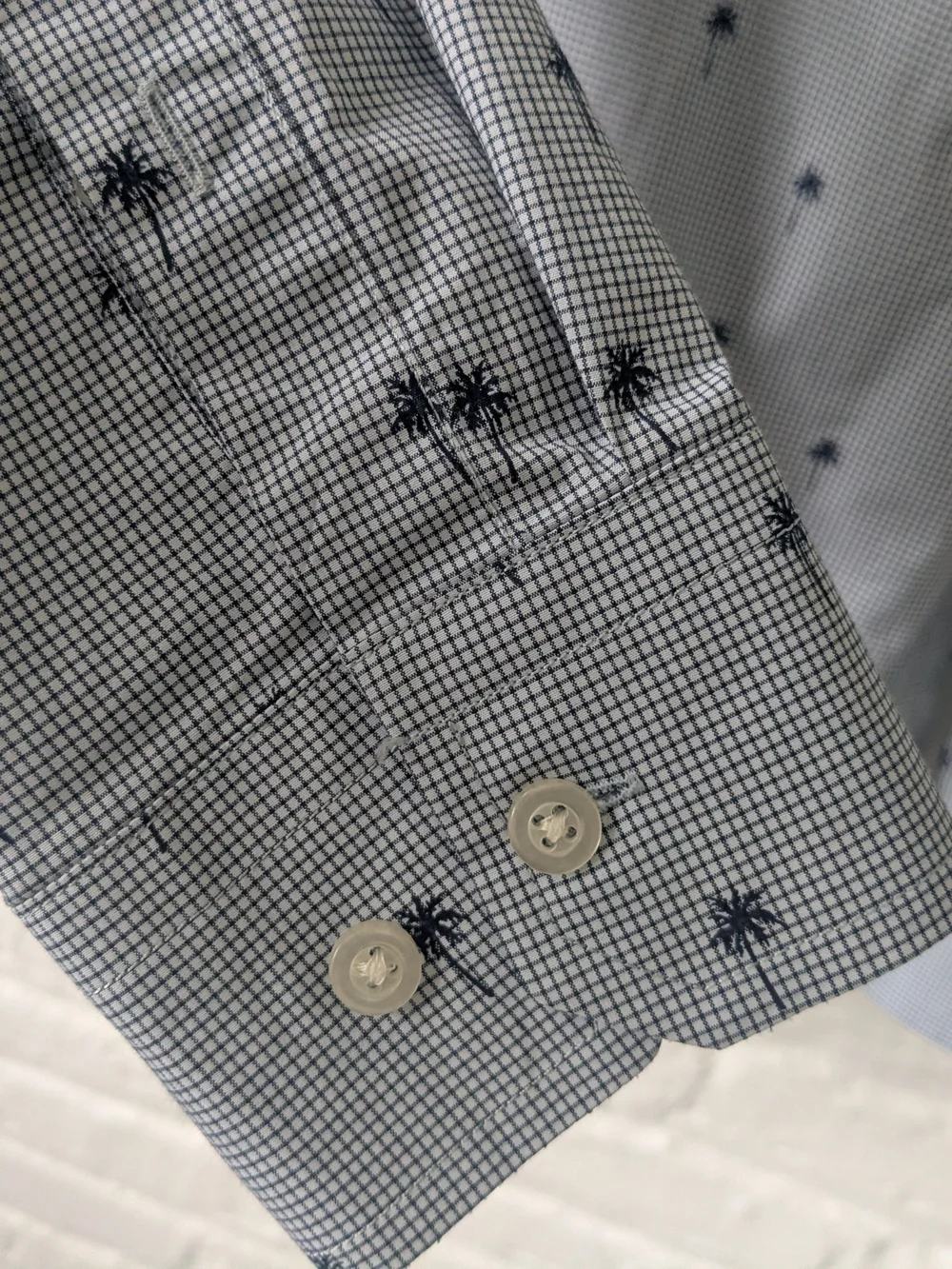 Banana Republic Light Blue Palm-Print Men's Button-Up Shirt